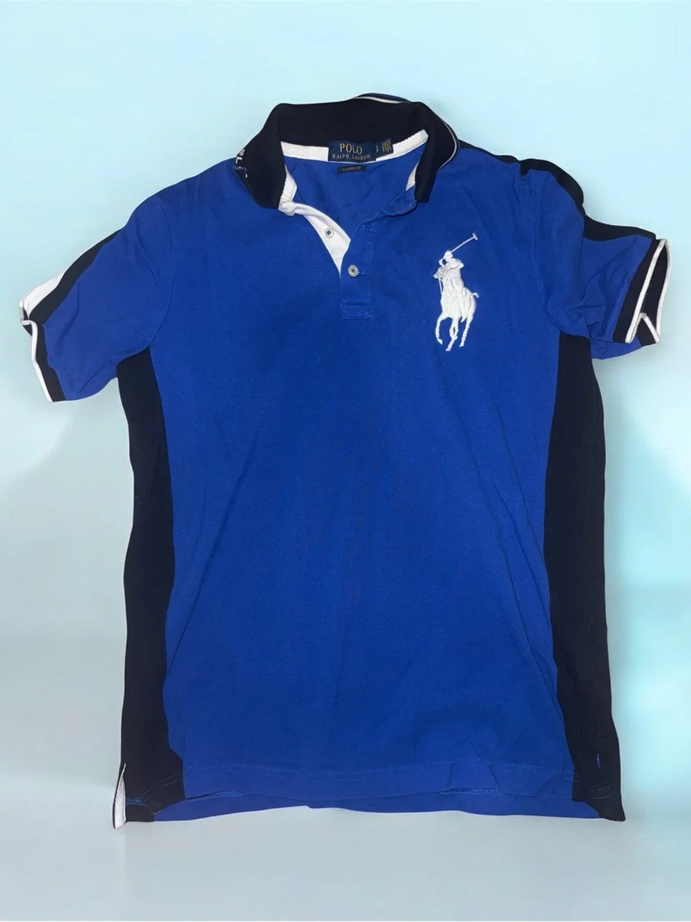Ralph Lauren Blue and White Classic Fit Polo